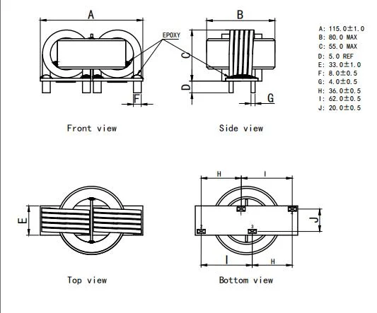 Spirale di stretta di corrente elevata a filo piatto di IKP Electronics