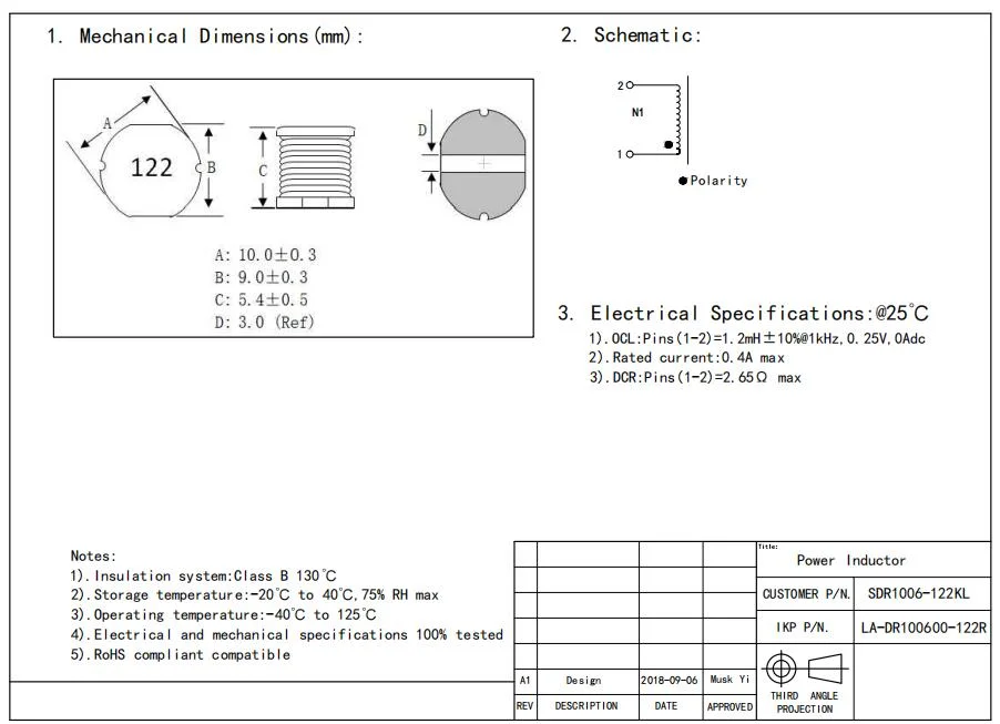 Induttore di potenza ad alta corrente a basso profilo Induttore di chip SMD