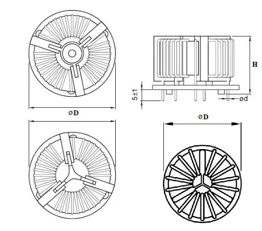 Imballaggio per induttori Ikp-Elec Specificativi variabili bobine di struscio a filo piatto