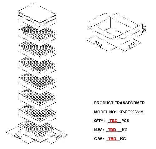 Trasformatore ad alta frequenza SMD tipo Eel22 con fili volanti
