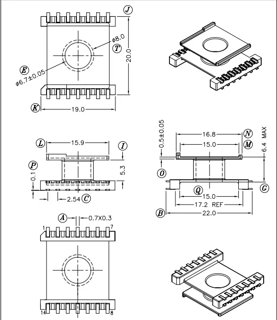 Trasformatore ad alta frequenza SMD Er 14.5 complesso RoHS