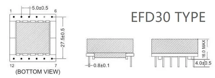 Trasformatore ad alta frequenza di tipo SMD Efd30 con certificati Ce/UL/SGS/Reach