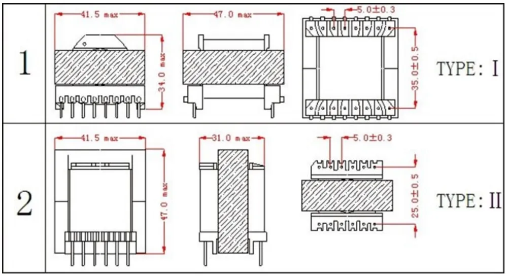 Trasformatore fotovoltaico ad alta frequenza monofase per energia solare (Ec4953-60V-60A)