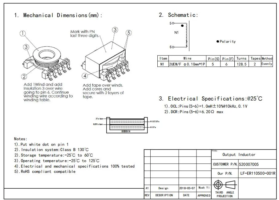 Trasformatore di potenza flyback SMT SMD SMPS